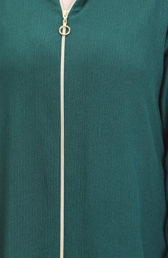 Bürümcük Abaya à Capuche En Tissu 1029-03 Vert Emeraude 1029-03