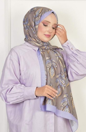 Gloria Soft Cotton Patterned Shawl Lilac Glorıasoft 069 069