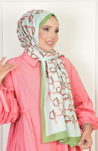 Monogram Soft Cotton Patterned Shawl Pistachio Green Monogramsoft 0069 0069