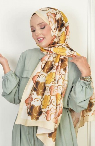 Rose Soft Cotton Patterned Shawl Golden Yellow Rosesoft00 257 00_257