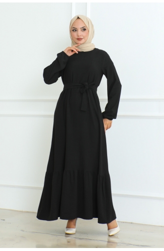 Robe Torsadée à Froufrous Jupe Asiatique 206-01 Noir 206-01