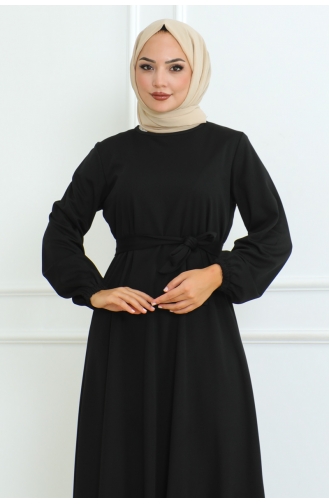 Kuzey Robe Mira Avec Ceinture 207-01 Noir 207-01