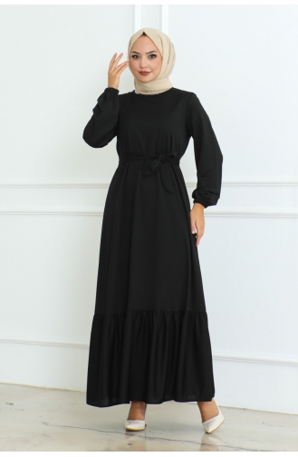 Kuzey Robe Mira Avec Ceinture 207-01 Noir 207-01