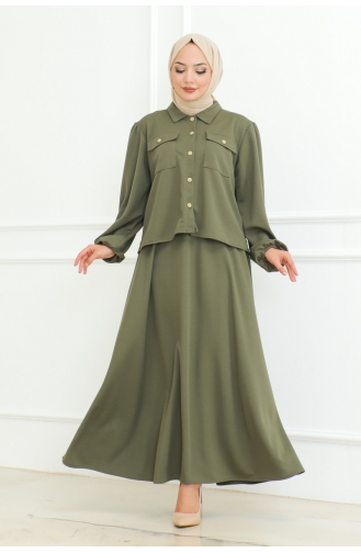 Ensemble Hijab Avec Jupe 2091-03 Khaki 2091-03