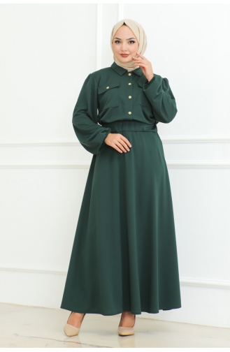 Ensemble Hijab Avec Jupe 2091-05 Vert Emeraude 2091-05