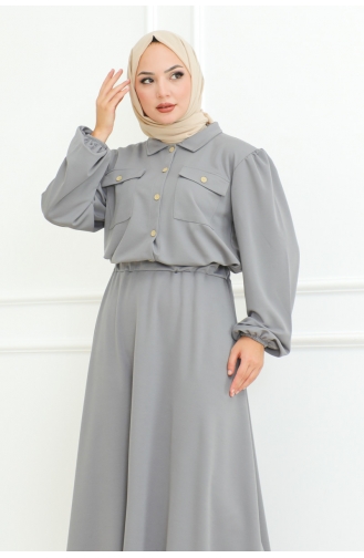 Ensemble Hijab Avec Jupe 2091-07 Gris 2091-07