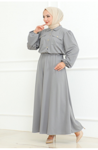 Hijab-Anzug Mit Rock 2091-07 Grau 2091-07