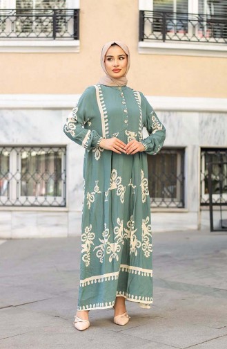 Tile Pattern Dress 4100-02 Almond Green 4100-02