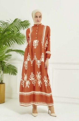 Tile Pattern Dress 4100-06 Orange 4100-06