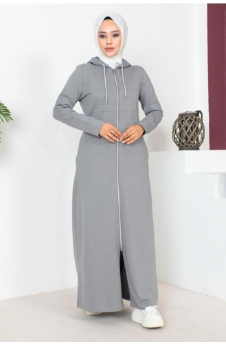 Hooded Hijab Abaya 2063-03 Gray 2063-03