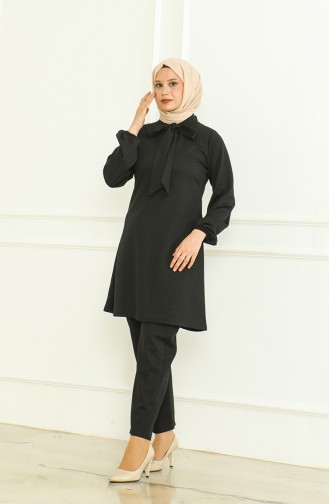 Tunic Trousers Two Piece Suit 8020-02 Black 8020-02