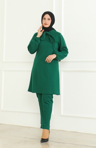 Tunic Trousers Two Piece Suit 8020-04 Emerald Green 8020-04