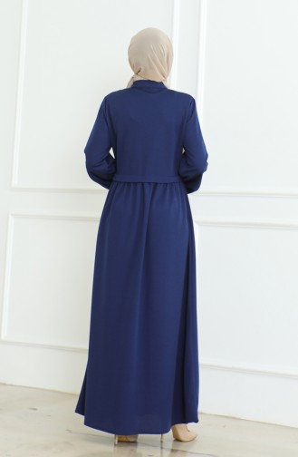 Abaya Mit Reißverschluss Und Elastischen Ärmeln 8022-03 Marineblau 8022-03