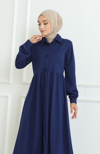 Abaya Met Knopen 8023-05 Marineblauw 8023-05