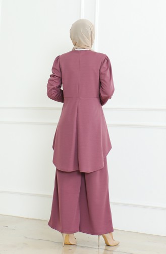 Asymmetrical Cut Tunic Trousers Double Suit 8021-03 Dusty Rose 8021-03