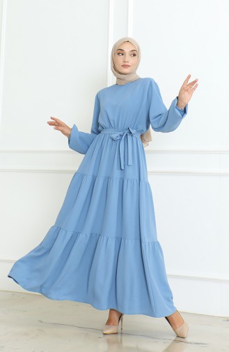 Aerobin Fabric Belted Dress 1016-03 Ice Blue 1016-03