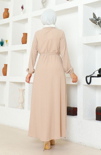 Bürümcük Abaya Mit Stoffgürtel 1019-03 Stein 1019-03