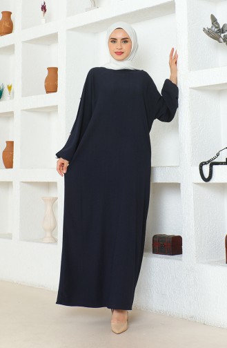 Crepe Fabric Dress Abaya 1023-02 Navy Blue 1023-02