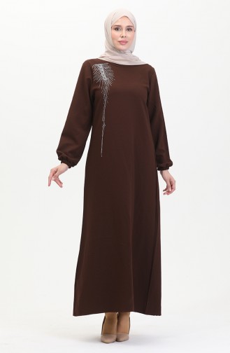 Stone Crepe Evening Dress 0480-05 Brown 0480-05