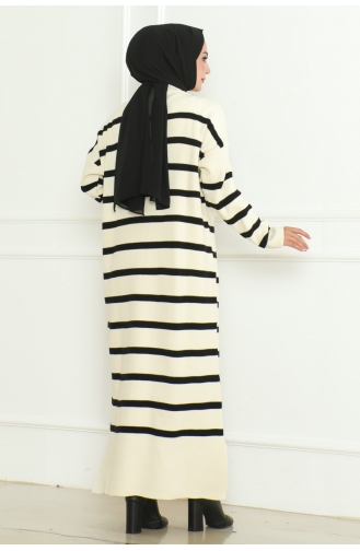 Striped Knit Dress 253-02 Ecru 253-02