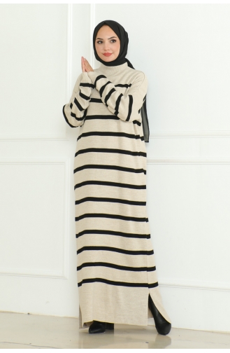 Striped Knit Dress 253-05 Mink 253-05