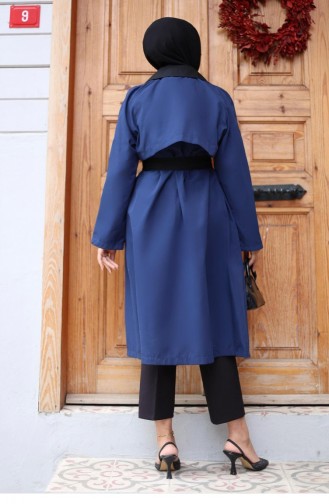 Gegarneerde Trenchcoat Aan De Voorkant Indigo 4434 558