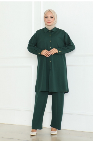 Plus Size Shirt Suit 2093-03 Emerald Green 2093-03