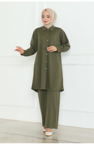 Plus Size Shirt Suit 2093-06 Khaki 2093-06