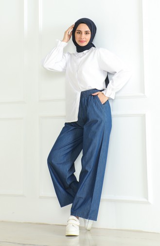 Elastic Waist Tencel Trousers 0697-02 Denim Blue 0697-02