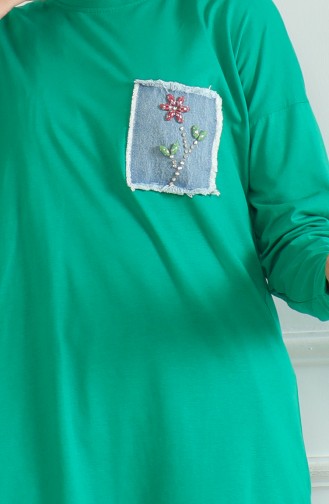 Casual Tuniek Met Vleermuismouwen 9126-08 Groen 9126-08