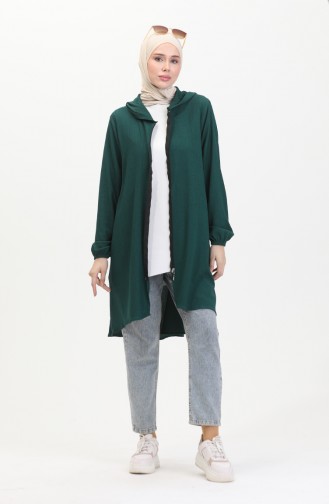 Crepe Fabric Zippered Coat 1044-03 Emerald Green 1044-03