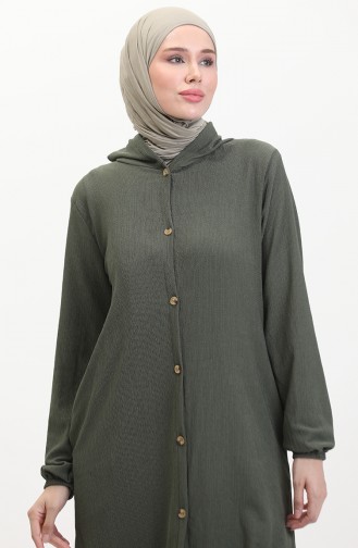 Geknöpftes Cape Mit Kapuze 7272-01 Khaki 7272-01