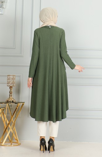 Bürümcük Kumaş Asimetrik Kesim Tunik 1032-05 Haki