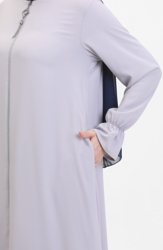 Elastic Sleeve Zippered Abaya 0513-01 Gray 0513-01