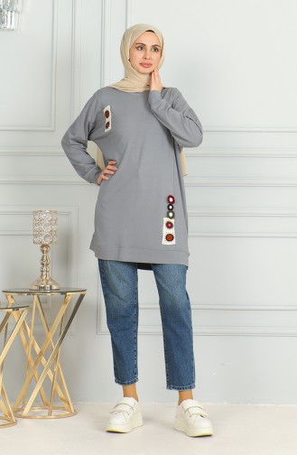 Loose Cut Midi Tunic 9123-01 Gray 9123-01