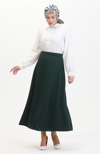 Elastic Waist Bell Skirt 3035-03 Emerald Green 3035-03