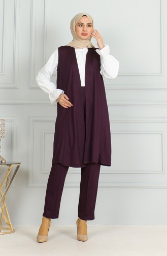 Ensemble Deux Pièces Gilet Pantalon 20046-03 Pourpre 20046-03