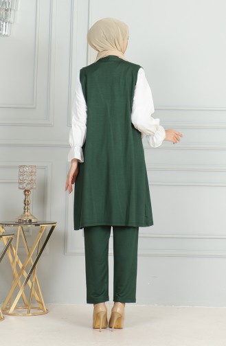 Ensemble Deux Pièces Gilet Pantalon 20046-08 Vert Emeraude 20046-08