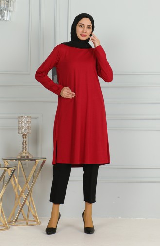 Slit Long Tunic 9141-02 Claret Red 9141-02