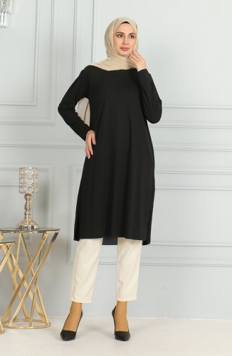 Slit Long Tunic 9141-05 Black 9141-05