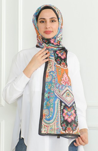 Karaca Soft Shawl 81060-15 Black Blue Orange 81060-15