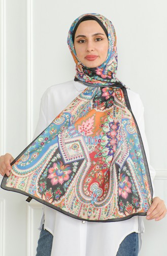 Karaca Soft Shawl 81060-15 Black Blue Orange 81060-15