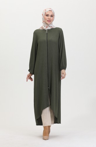 Asymmetric Cut Zippered Tunic 1047-02 Khaki 1047-02