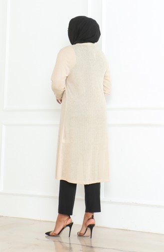 Cardigan Mère Saison Longue Fluide Grande Taille 8740-02 Beige 8740-02