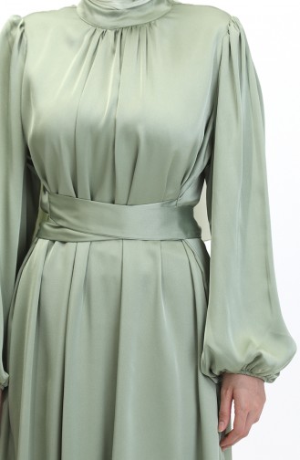 Robe De Soirée Satin Froncee 6372-02 Vert Clair 6372-02