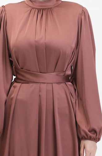 Robe De Soirée Satin Fronceée 6372-03 Rose Poudré 6372-03