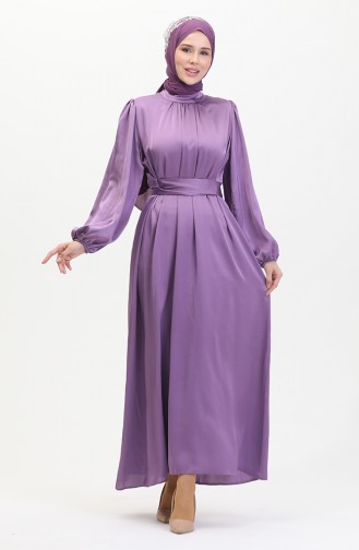 Robe De Soirée Satin Fronceée 6372-05 Lilas 6372-05