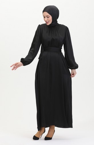 Abendkleid Aus Gerafftem Satin 6372-07 Schwarz 6372-07