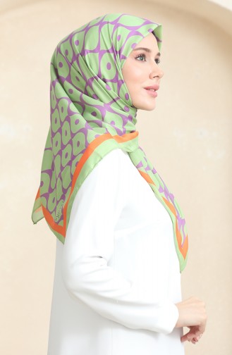 Soft Cotton Scarf 19090-08 Oil Green Purple 19090-08