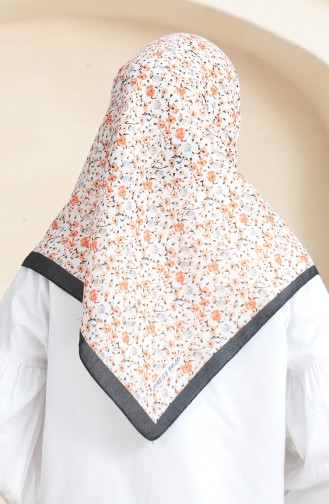 Floral Soft Scarf 90176-07 Black Orange 90176-07